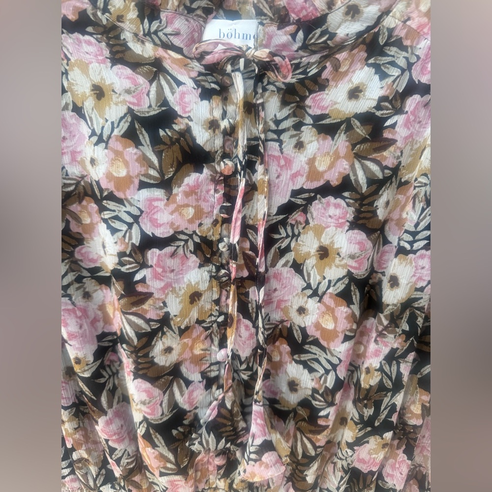 Bohme Black and Pink Floral Long Sleeve Dress - Picture 4 of 12